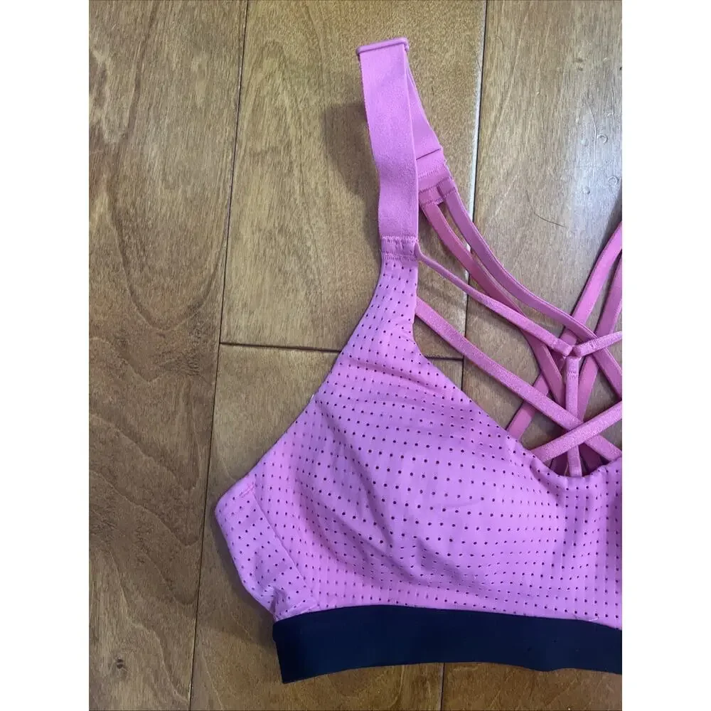Victoria’s Secret Sport Bra Size 32A Pink Black Racerback Pullover Lightweight39